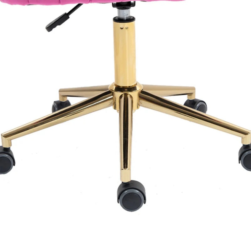 Velvet Home Office Desk Chair, Modern Cute Computer Chair, Wheels Swivel Height Adjustable Task Chair, Rose Red Velvet-海智集-Default-