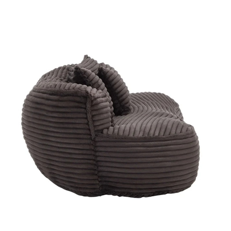 High Back Bean Bag Chair Couch for Adults and Kids, Indoor & Outdoor, Corduroy, Black, 64.17''-海智集-Default-