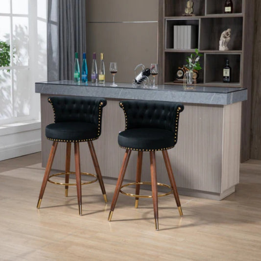 COOLMORE Swivel Bar Stools with Backrest Footrest ，with a fixed height of 360 degrees-海智集-Default-