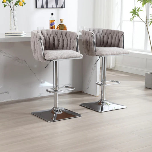 COOLMORE Vintage Bar Stools with Back and Footrest Counter Height Dining Chairs 2PC/SET-海智集-Default-