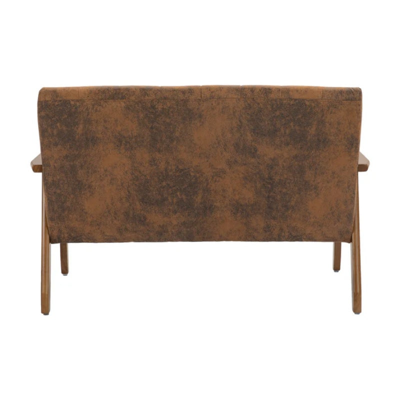COOLMORE Mid-Century Modern Solid Loveseat Sofa Upholstered Microsuede Fabric Loveseat, 2-Seat Upholstered Loveseat Sofa Modern Couch-海智集-Default-