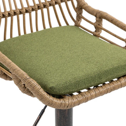 COOLMORE Modern Swivel Bar Stools Set of 2 with Adjustable Height and Footrest in Green Linen-海智集-Default-