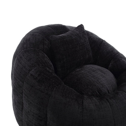 COOLMORE Modern Extra Large Round Bean Bag Chair with Footrest for Living Room, Chenille Fabric Lazy Sofa with Pillow for Adults, Teenagers,Child, Suitable for Bedroom, Dormitory, Study Room-海智集-Default-