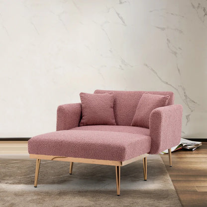 COOLMORE fashionable and classic style chaise lounge chair / accent chair for Living Room, bedroom (Brush Pink Teddy )-海智集-Default-
