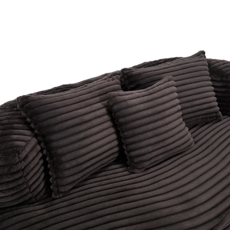 High Back Bean Bag Chair Couch for Adults and Kids, Indoor & Outdoor, Corduroy, Black, 64.17''-海智集-Default-