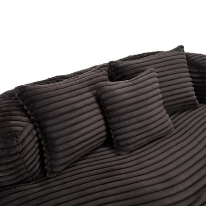 High Back Bean Bag Chair Couch for Adults and Kids, Indoor & Outdoor, Corduroy, Black, 64.17''-海智集-Default-
