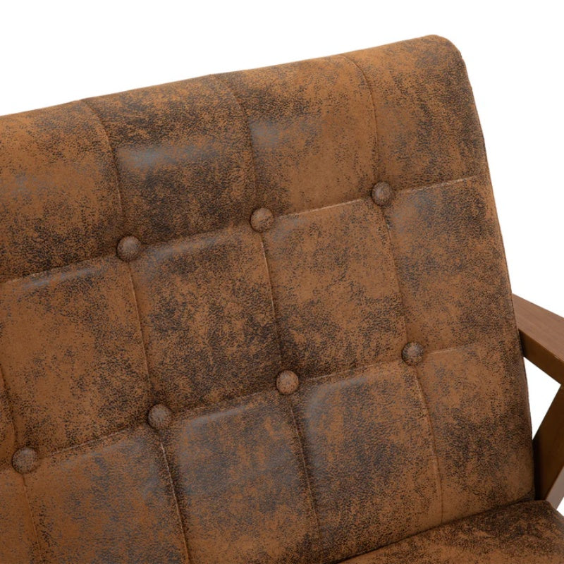 COOLMORE Mid-Century Modern Solid Loveseat Sofa Upholstered Microsuede Fabric Loveseat, 2-Seat Upholstered Loveseat Sofa Modern Couch-海智集-Default-