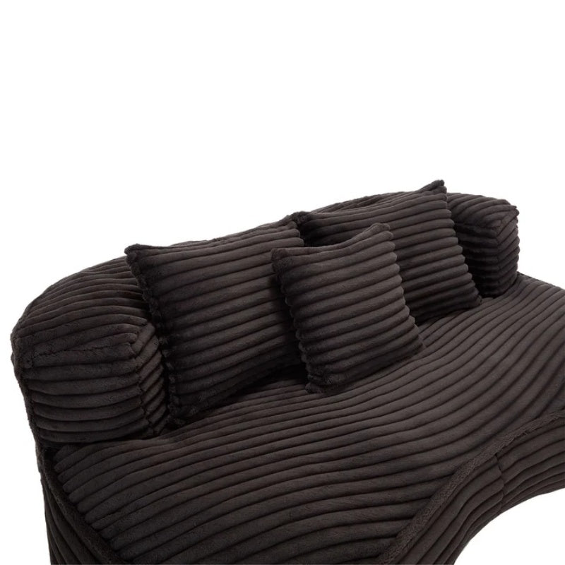 High Back Bean Bag Chair Couch for Adults and Kids, Indoor & Outdoor, Corduroy, Black, 64.17''-海智集-Default-