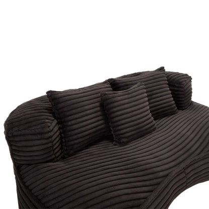 High Back Bean Bag Chair Couch for Adults and Kids, Indoor & Outdoor, Corduroy, Black, 64.17''-海智集-Default-