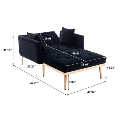 COOLMORE fashionable and classic style chaise lounge chair / accent chair for Living Room, bedroom (Black Velvet)-海智集-Default-