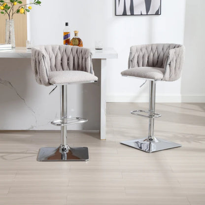 COOLMORE Vintage Bar Stools with Back and Footrest Counter Height Dining Chairs 2PC/SET-海智集-Default-