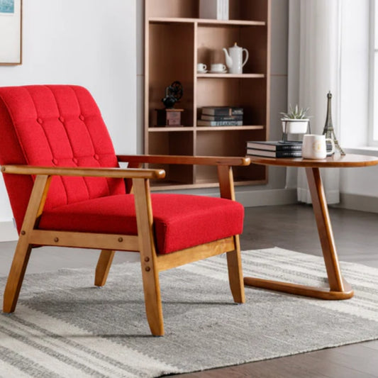 Leisure Chair with Solid Wood Armrest and Feet, Mid-Century Modern Accent chair, for Living Room Bedroom Studio chair-海智集-Default-