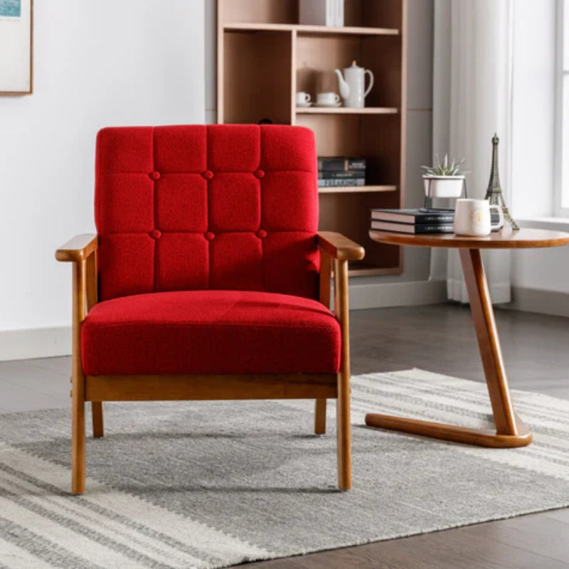 Leisure Chair with Solid Wood Armrest and Feet, Mid-Century Modern Accent chair, for Living Room Bedroom Studio chair-海智集-Default-