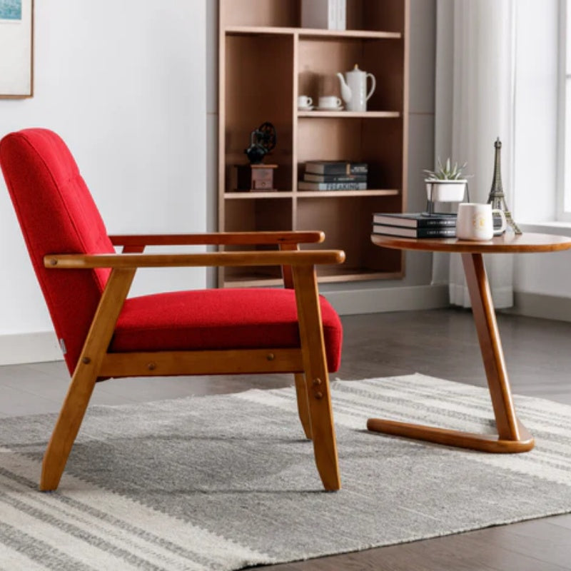 Leisure Chair with Solid Wood Armrest and Feet, Mid-Century Modern Accent chair, for Living Room Bedroom Studio chair-海智集-Default-