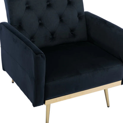 COOLMORE Velvet Accent Chair with Adjustable Armrests and Backrest, Button Tufted Lounge Chair, Single Recliner Armchair with Ottoman-海智集-Default-