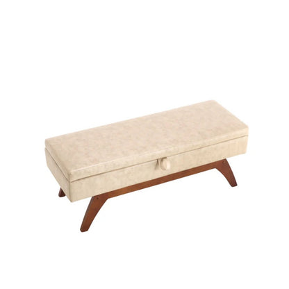 COOLMORE Teddy wool fabric, solid wood feet for solid weighing, and bed end stool with storage function-海智集-Default-