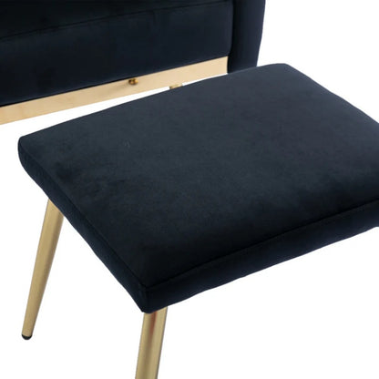 COOLMORE Velvet Accent Chair with Adjustable Armrests and Backrest, Button Tufted Lounge Chair, Single Recliner Armchair with Ottoman-海智集-Default-