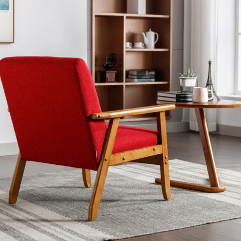 Leisure Chair with Solid Wood Armrest and Feet, Mid-Century Modern Accent chair, for Living Room Bedroom Studio chair-海智集-Default-
