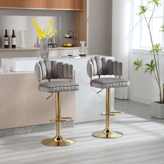 COOLMORE Swivel Bar Stools Set of 2 Adjustable Counter Height Chairs with Footrest for Kitchen, Dining Room-海智集-Default-