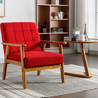 Leisure Chair with Solid Wood Armrest and Feet, Mid-Century Modern Accent chair, for Living Room Bedroom Studio chair-海智集-Default-