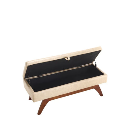 COOLMORE Teddy wool fabric, solid wood feet for solid weighing, and bed end stool with storage function-海智集-Default-