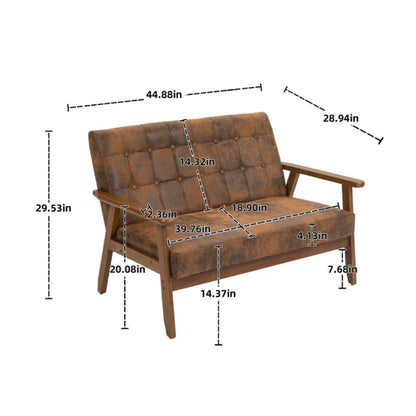 COOLMORE Mid-Century Modern Solid Loveseat Sofa Upholstered Microsuede Fabric Loveseat, 2-Seat Upholstered Loveseat Sofa Modern Couch-海智集-Default-