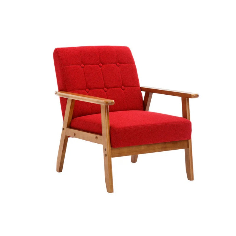 Leisure Chair with Solid Wood Armrest and Feet, Mid-Century Modern Accent chair, for Living Room Bedroom Studio chair-海智集-Default-