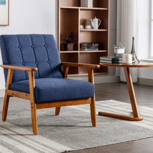 Leisure Chair with Solid Wood Armrest and Feet, Mid-Century Modern Accent chair, for Living Room Bedroom Studio chair-海智集-Default-