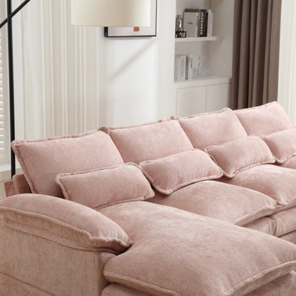 UNITED WE WIN Chenille, high quality sponge filling, solid wood frame, oversized four-seater, U-shaped combination sofa-海智集-Default-