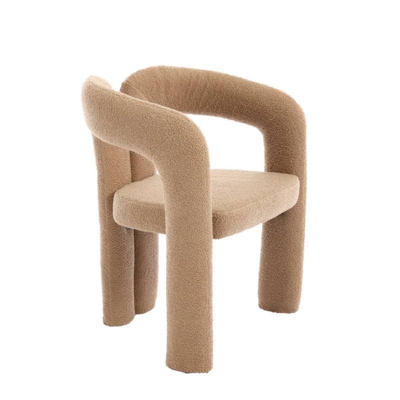COOLMORE Contemporary Velvet Upholstered Accent Dining Chair Camel Teddy Fabric with Metal Base-海智集-Default-