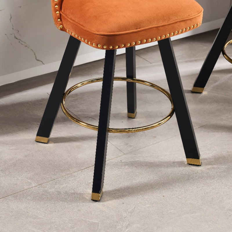 COOLMORE Set of 2,Back pull point design, velvet material, 360 degree rotation, back pull loop detachable design, rivet decoration, square foot wooden bar chair-海智集-Default-