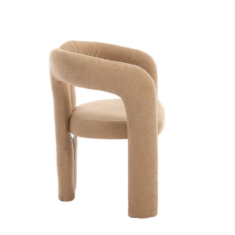 COOLMORE Contemporary Velvet Upholstered Accent Dining Chair Camel Teddy Fabric with Metal Base-海智集-Default-
