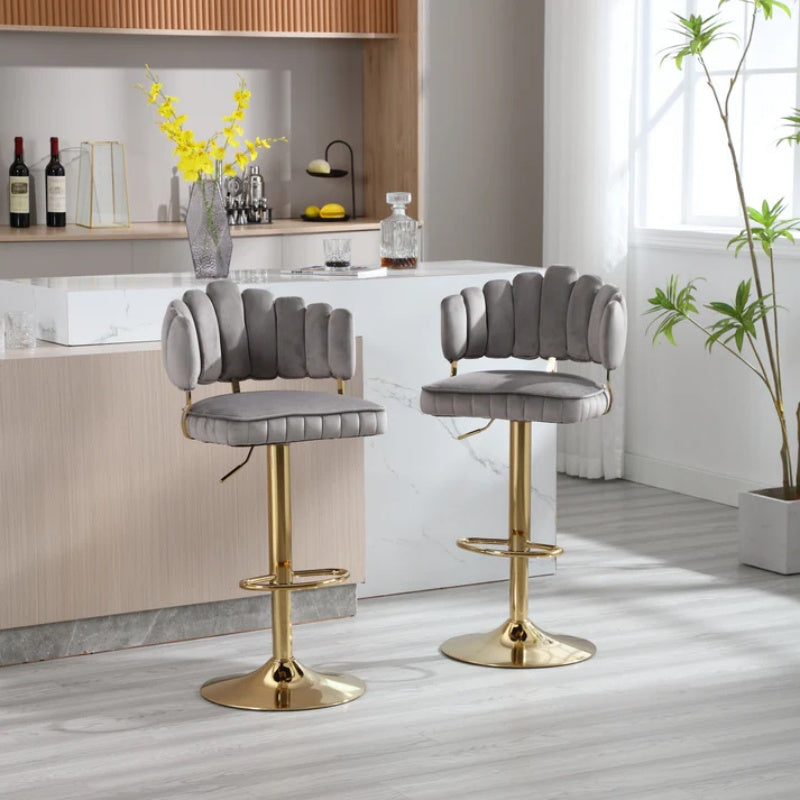 COOLMORE Swivel Bar Stools Set of 2 Adjustable Counter Height Chairs with Footrest for Kitchen, Dining Room-海智集-Default-