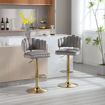 COOLMORE Swivel Bar Stools Set of 2 Adjustable Counter Height Chairs with Footrest for Kitchen, Dining Room-海智集-Default-