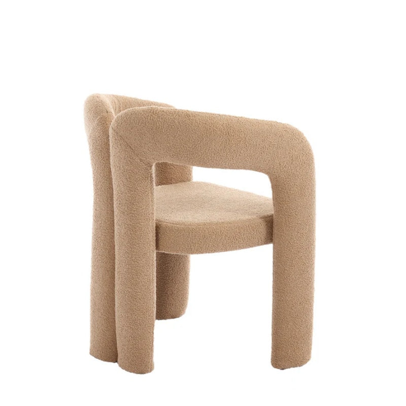 COOLMORE Contemporary Velvet Upholstered Accent Dining Chair Camel Teddy Fabric with Metal Base-海智集-Default-