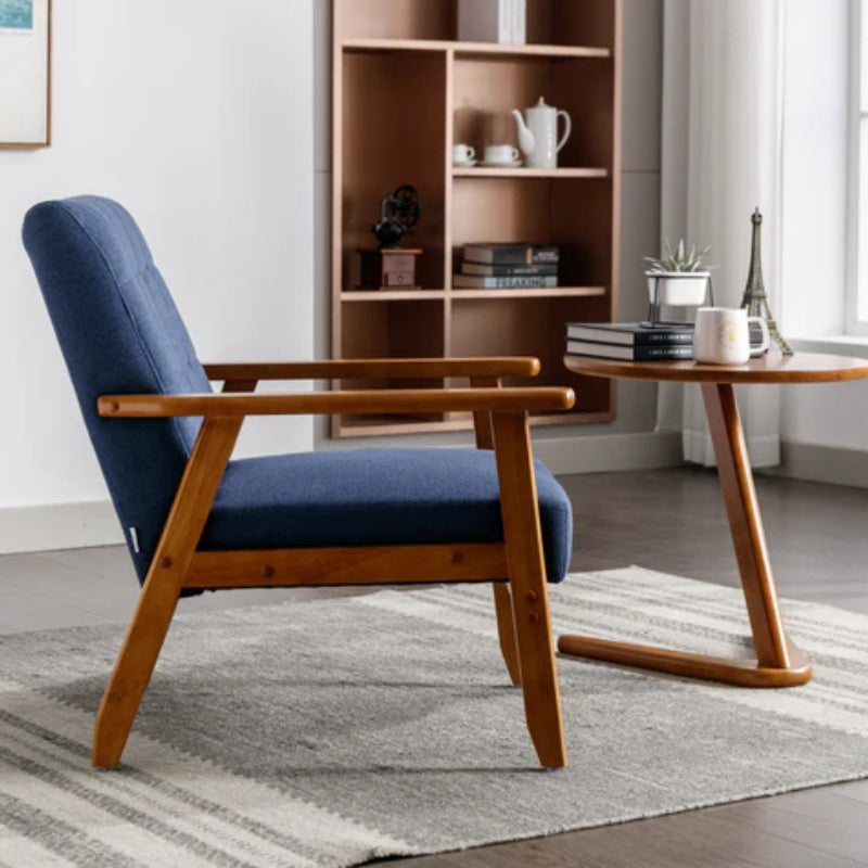 Leisure Chair with Solid Wood Armrest and Feet, Mid-Century Modern Accent chair, for Living Room Bedroom Studio chair-海智集-Default-