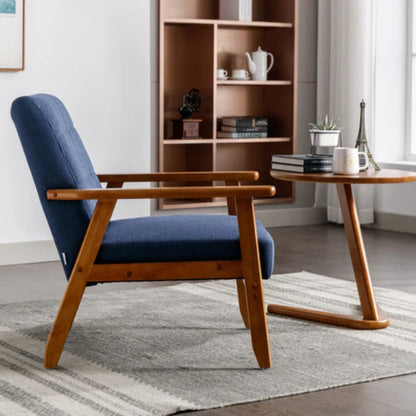 Leisure Chair with Solid Wood Armrest and Feet, Mid-Century Modern Accent chair, for Living Room Bedroom Studio chair-海智集-Default-