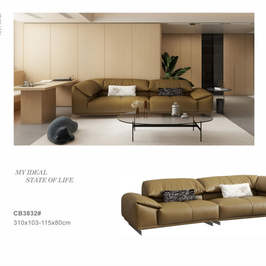 Super soft backrest and light luxury leather suitable for living room sofas-海智集-