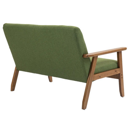 COOLMORE Mid-Century Modern Solid Loveseat Sofa Upholstered Linen Loveseat, 2-Seat Upholstered Loveseat Sofa Modern Couch-海智集-Default-