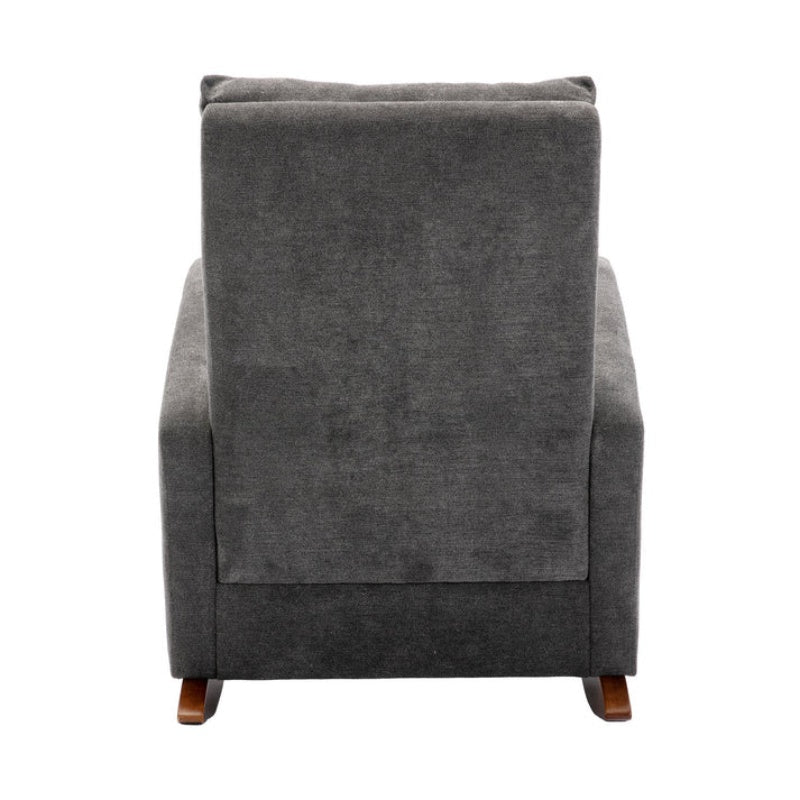 High Back Rocking Chair Nursery Chair .Comfortable Rocker Fabric Padded Seat .Modern High Back Armchair-海智集-Default-