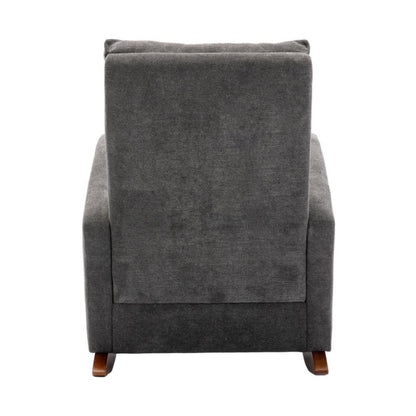 High Back Rocking Chair Nursery Chair .Comfortable Rocker Fabric Padded Seat .Modern High Back Armchair-海智集-Default-