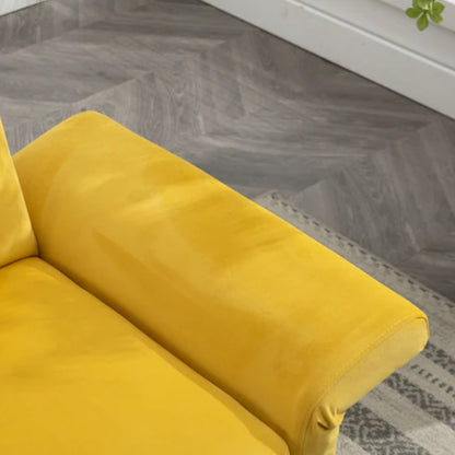 COOLMORE Velvet Accent Chair with Adjustable Armrests and Backrest, Button Tufted Lounge Chair, Single Recliner Armchair with Ottoman-海智集-Default-