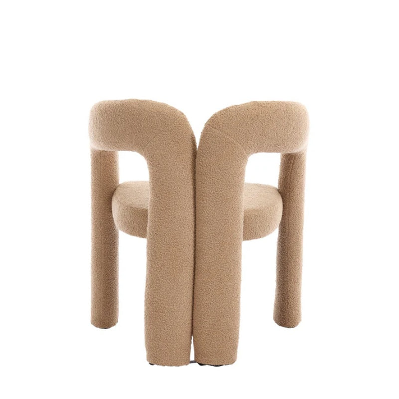 COOLMORE Contemporary Velvet Upholstered Accent Dining Chair Camel Teddy Fabric with Metal Base-海智集-Default-