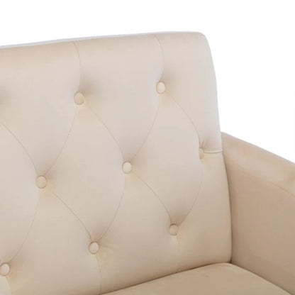 COOLMORE Velvet Accent Chair with Adjustable Armrests and Backrest, Button Tufted Lounge Chair, Single Recliner Armchair with Ottoman-海智集-Default-