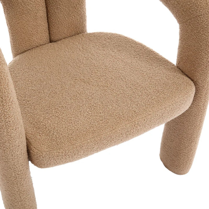 COOLMORE Contemporary Velvet Upholstered Accent Dining Chair Camel Teddy Fabric with Metal Base-海智集-Default-