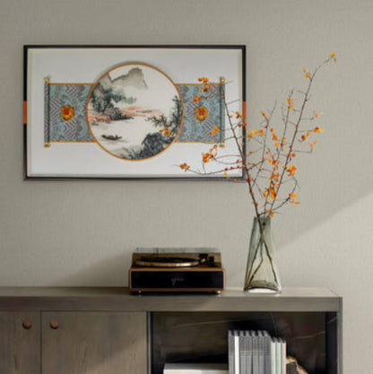 Calligraphy Embroidered Wall Art - New Chinese Style Silk Thread Work with Black Frame-海智集-