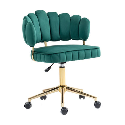 Velvet Home Office Desk Chair, Modern Cute Computer Chair, Wheels Swivel Height Adjustable Task Chair, Emerald Velvet-海智集-Default-