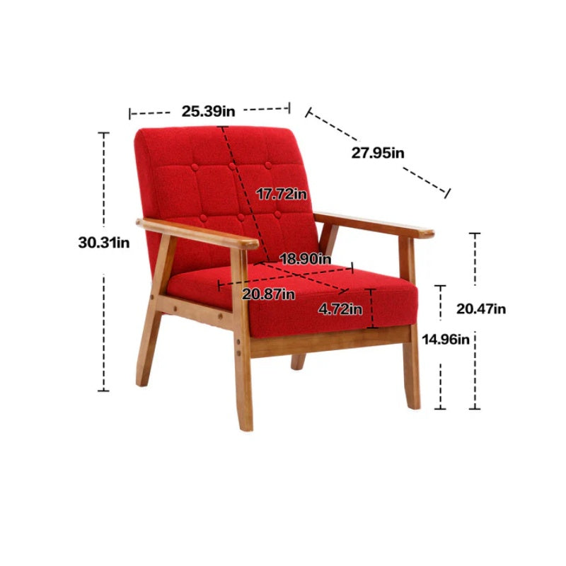 Leisure Chair with Solid Wood Armrest and Feet, Mid-Century Modern Accent chair, for Living Room Bedroom Studio chair-海智集-Default-