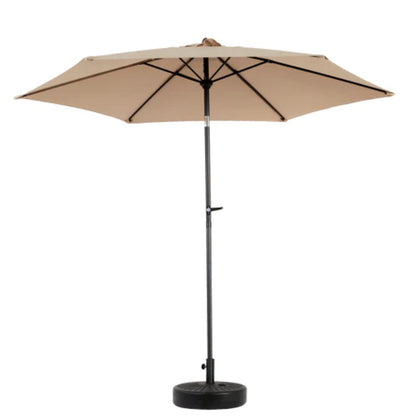 9FT Outdoor Patio Umbrella Outdoor Table Umbrella with Push Button Tilt and Crank, Market Umbrella 6 Sturdy Ribs , Deck, Backyard, Pool (Base Not Included) - ( khaki )-海智集-Default-
