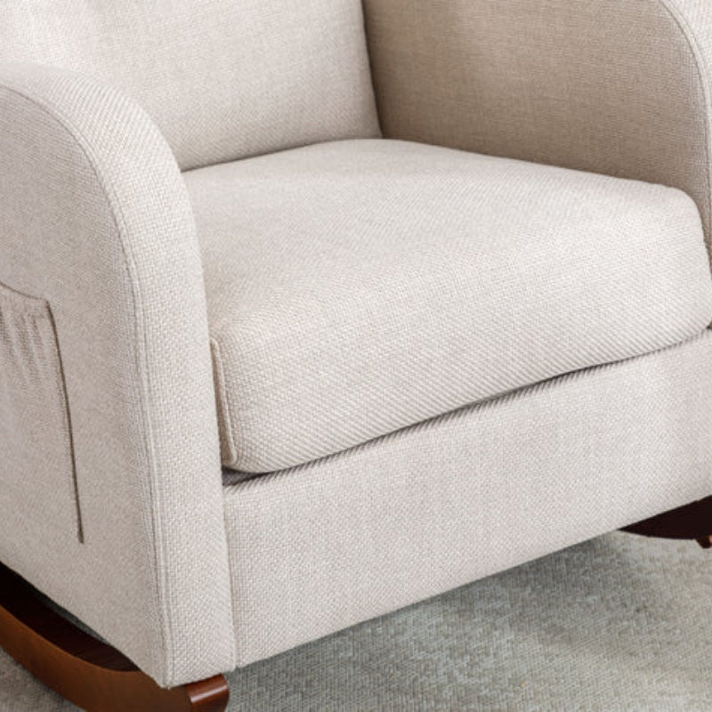High Back Rocking Chair Nursery Chair .Comfortable Rocker Fabric Padded Seat .Modern High Back Armchair-海智集-Default-